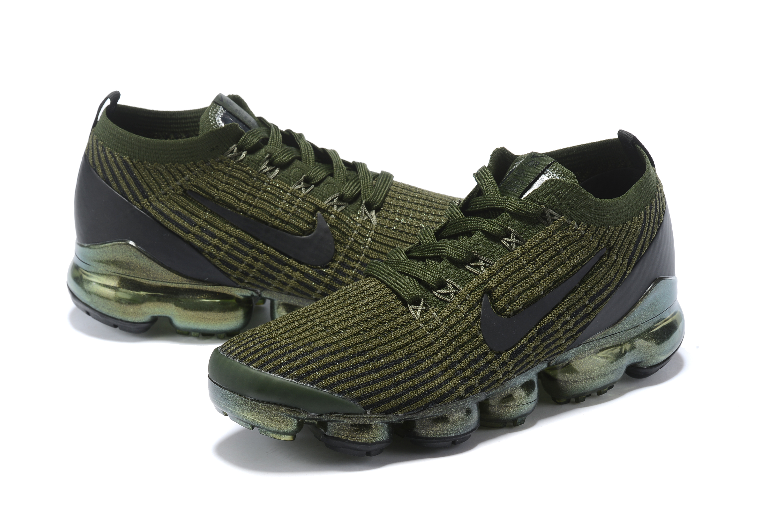2019 Men Nike Air VaporMax Flyknit 3.0 Army Green Black Shoes